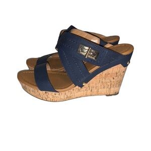 Tommy Hilfiger Navy Wedge Sandals 8.5M